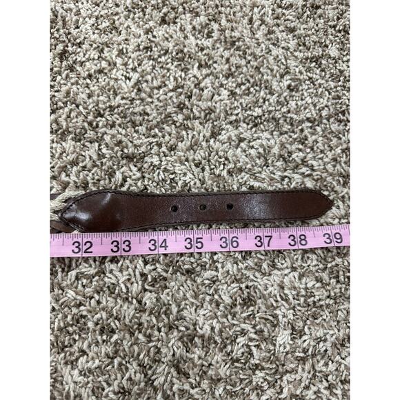 Vintage CHRISTIAN DIOR Womens 36 Brown Leather Blend Braided Belt Made in Spain main image 9